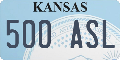 KS license plate 500ASL