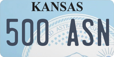 KS license plate 500ASN
