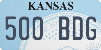KS license plate 500BDG