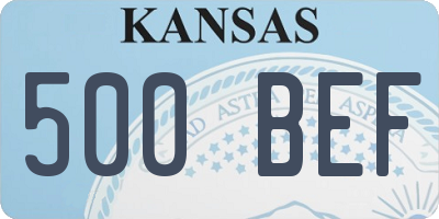 KS license plate 500BEF