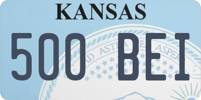 KS license plate 500BEI
