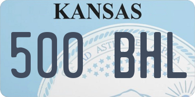 KS license plate 500BHL