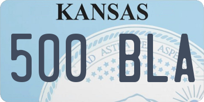 KS license plate 500BLA