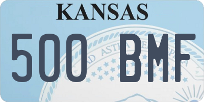 KS license plate 500BMF
