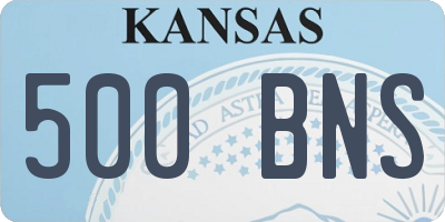 KS license plate 500BNS