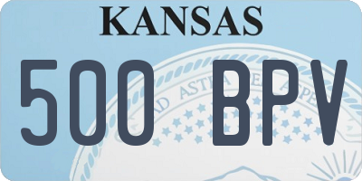 KS license plate 500BPV