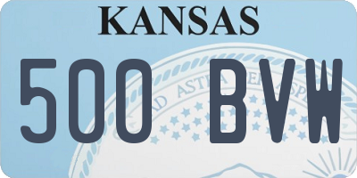 KS license plate 500BVW