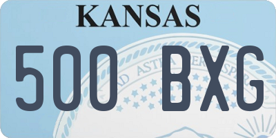 KS license plate 500BXG