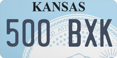KS license plate 500BXK
