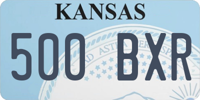 KS license plate 500BXR
