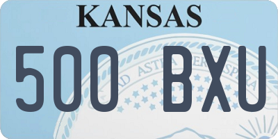KS license plate 500BXU