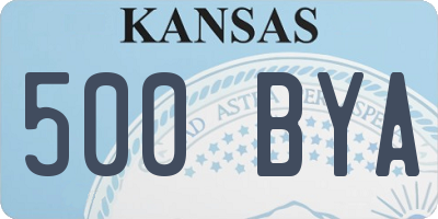 KS license plate 500BYA