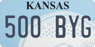 KS license plate 500BYG