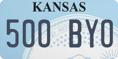 KS license plate 500BYO