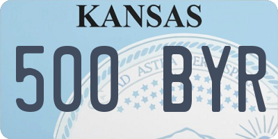 KS license plate 500BYR