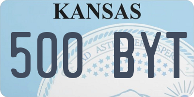 KS license plate 500BYT