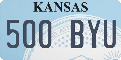 KS license plate 500BYU