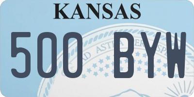 KS license plate 500BYW