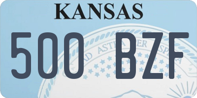 KS license plate 500BZF