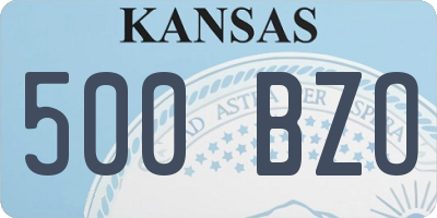 KS license plate 500BZO