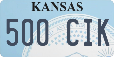 KS license plate 500CIK