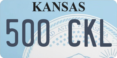 KS license plate 500CKL