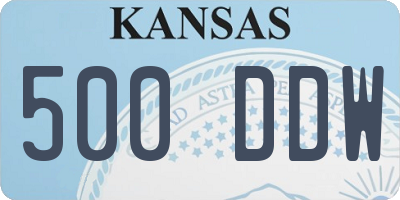 KS license plate 500DDW