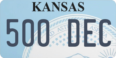 KS license plate 500DEC