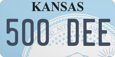 KS license plate 500DEE