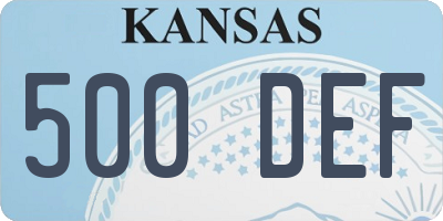 KS license plate 500DEF
