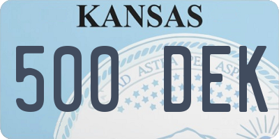 KS license plate 500DEK