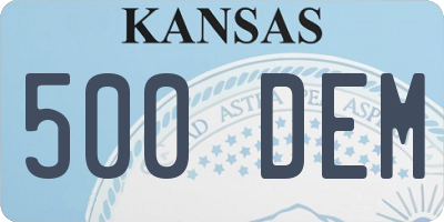 KS license plate 500DEM
