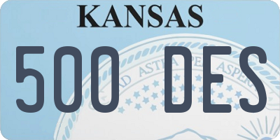 KS license plate 500DES
