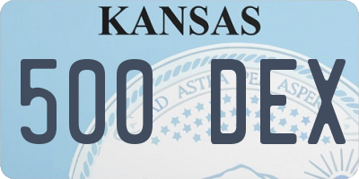 KS license plate 500DEX