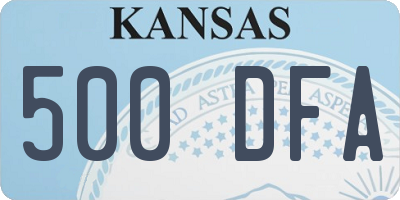KS license plate 500DFA