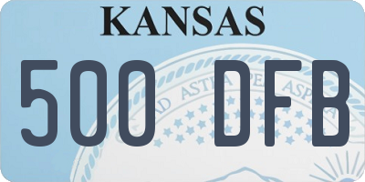 KS license plate 500DFB