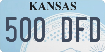KS license plate 500DFD