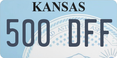 KS license plate 500DFF