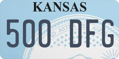 KS license plate 500DFG
