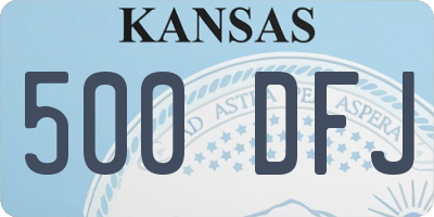 KS license plate 500DFJ