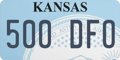 KS license plate 500DFO