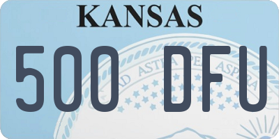 KS license plate 500DFU