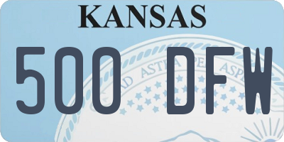 KS license plate 500DFW