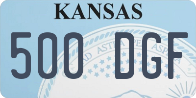 KS license plate 500DGF