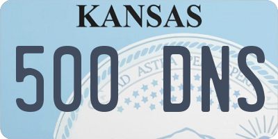KS license plate 500DNS