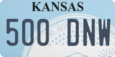 KS license plate 500DNW