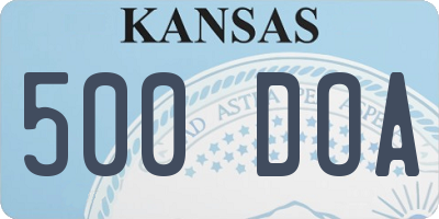 KS license plate 500DOA