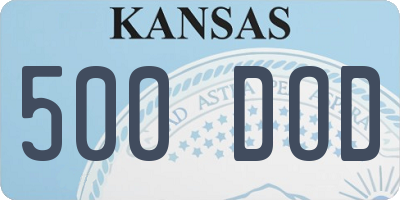 KS license plate 500DOD