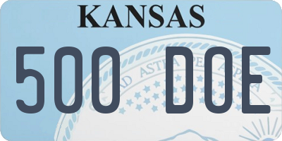 KS license plate 500DOE