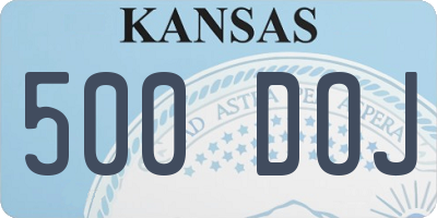 KS license plate 500DOJ